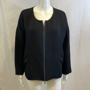 Eileen Fisher Black Zip Up Textured Jacket - large